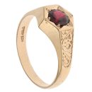 9ct Yellow Gold Garnet Single Stone Signet Ring
