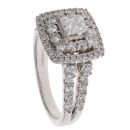 14ct White Gold 1.50ct Brilliant And Cushion Cut Diamond Cluster Ring