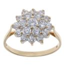 9ct Yellow Gold Cubic Zirconia Cluster Ring