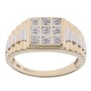 9ct Yellow and White Gold 0.05ct Diamond Cluster Signet Ring