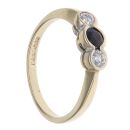 9ct Yellow Gold Sapphire and Cubic Zirconia Three Stone Ring
