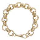 9ct Yellow Gold Patterned and Plain Belcher Bracelet 7"