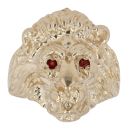 9ct Yellow Gold Garnet Eyes Lion Ring