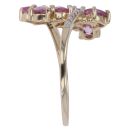 9ct Yellow Gold 0.05ct Brilliant Cut Diamond and Pink Sapphire Fancy Ring