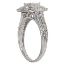 18ct White Gold 1.00ct Princess And Brilliant Cut Diamond Cluster Ring
