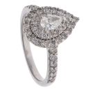 Platinum 1.06ct Brilliant and Pear Cut Diamond Cluster Ring