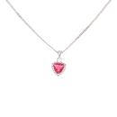 Silver Red Gemstone And Cubic Zirconia Cluster Pendant And Chain 18" By Icesia