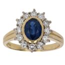 18ct Yellow Gold 0.60ct Diamond and Sapphire Cluster Ring