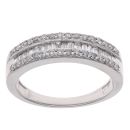 18ct White Gold 0.50ct Brilliant And Baguette Cut Diamond Ring