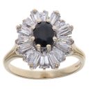 9ct Yellow Gold Cubic Zirconia and Sapphire Cluster Ring