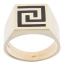 14ct Yellow Gold Black Gemstone Greek Key Signet Ring