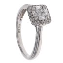 9ct White Gold 0.25ct Brilliant and Baguette Cut Diamond Cluster Ring