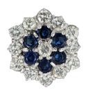 18ct White Gold Sapphire And Diamond Cluster Ring