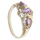 9ct Yellow Gold Patterned Amethyst Ring