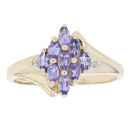 9ct Yellow Gold Tanzanite and 0.02ct Diamond Cluster Ring