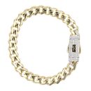 14ct Yellow Gold Monaco Classic Pave Lock Curb Bracelet 5.5"