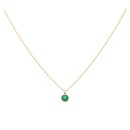 925 Sterling Silver Gold Plated Green Onyx Solitaire Pendant And Chain 18"