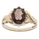 9ct Yellow Gold Smoky Quartz Single Stone Ring