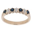 9ct Yellow Gold 0.02ct Diamond And Sapphire Ring