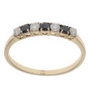 9ct Yellow Gold 0.50ct Brilliant Cut Black And Colourless Diamond Half Eternity Ring