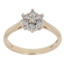 9ct Yellow Gold 0.25ct Brilliant Cut Diamond Cluster Ring