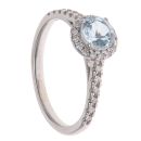 14ct White Gold 0.15ct Diamond and Aquamarine Cluster Ring
