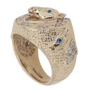 9ct Yellow Gold Cubic Zirconia And Sapphire Horseshoe Ring