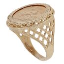 9ct Yellow Gold 1906 Edward VII Full Sovereign Coin Ring