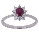 18ct White Gold 0.25ct Brilliant Cut Diamond and Ruby Cluster Ring