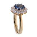 18ct Yellow Gold Sapphire And Diamond Cluster Ring