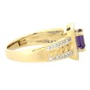 9ct Yellow Gold Diamond And Amethyst Ring