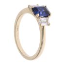 9ct Yellow Gold  0.50ct Baguette Cut Lab Grown Diamond And Created Sapphire Ring