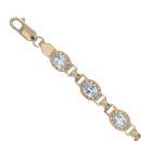9ct Yellow Gold Aquamarine Bracelet 7.5"