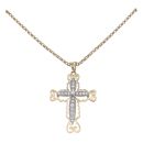 9ct Yellow Gold Cubic Zirconia Cross Pendant and Chain 26"