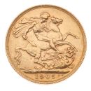 1905 Edward VII Large Head UK Full Sovereign Coin