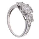 9ct White Gold 1.00ct Triple Cluster Diamond Ring