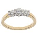18ct Yellow Gold 0.75ct Brilliant Cut Diamond Graduated Trilogy Ring