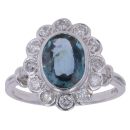 18ct White Gold 0.60ct Diamond and Sapphire Cluster Ring