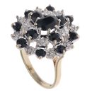 9ct Yellow Gold 0.05ct Diamond and Sapphire Cluster Ring