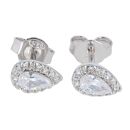 Silver Cubic Zirconia Pear Cluster Stud Earrings by Icesia