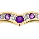 9ct Yellow Gold Amethyst and Diamond Wishbone Ring