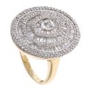 9ct Yellow Gold 1.75ct Brilliant And Baguette Cut Diamond Cluster Ring