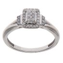 9ct White Gold 0.16ct Diamond Cluster Ring
