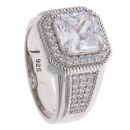 Silver Cubic Zirconia Cluster Signet Ring By Icesia
