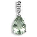 18ct White Gold Diamond-0.05ct Green Amethyst-1.78ct Pendant