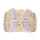 9ct Yellow Gold Cubic Zirconia Double Buckle Ring