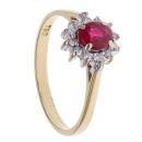 18ct Yellow Gold 0.10ct Diamond and Ruby Cluster Ring