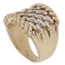 9ct Yellow Gold Cubic Zirconia Five Row Keeper Ring