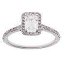 18ct White Gold 0.90ct Emerald And Brilliant Cut Diamond Cluster Ring