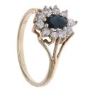 9ct Yellow Gold Cubic Zirconia and Sapphire Cluster Ring